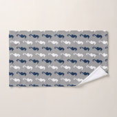 Navy Blue Gray Seahorse Pattern Bad Handdoek (Handdoek)