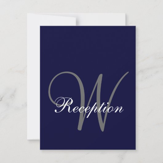 Navy Blue Gray Wedding Reception Kaart (Voorkant)