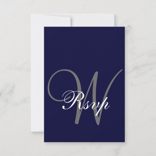 Navy Blue Gray Wedding RSVP-kaart RSVP Kaartje (Voorkant)