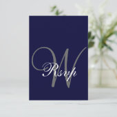 Navy Blue Gray Wedding RSVP-kaart RSVP Kaartje (Staand voorkant)