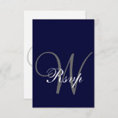 Navy Blue Gray Wedding RSVP-kaart RSVP Kaartje (Voorkant / Achterkant)