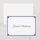 Navy Blue Greek Key Border bruiloft Place Card (Voorkant / Achterkant)