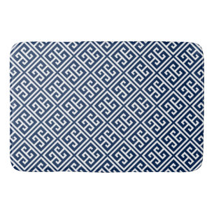 Navy Blue Greek Key Patroon Badmat