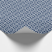 Navy Blue Greek Key Patroon Cadeaupapier (Hoek)