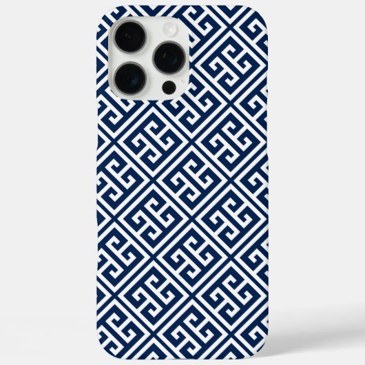 Navy Blue Greek Key Patroon Case-Mate iPhone Case (Achterkant)