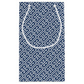 Navy Blue Greek Key Patroon Klein Cadeauzakje (Achterkant)