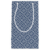 Navy Blue Greek Key Patroon Klein Cadeauzakje (Voorkant)