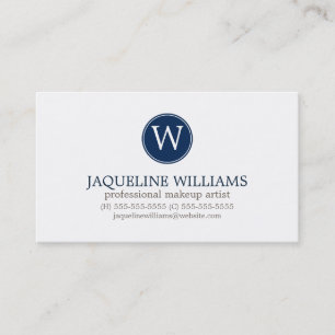 Navy Blue Greek Key Pattern Monogram Visitekaartje