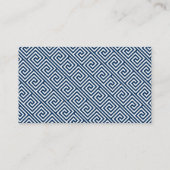 Navy Blue Greek Key Pattern Monogram Visitekaartje (Achterkant)