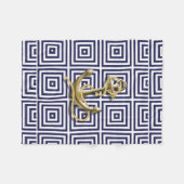 Navy Blue greek patroon preppy nautical Anchor Fleece Deken (Voorkant (Horizontaal))