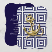 Navy Blue greek patroon preppy nautical Anchor Kaart (Voorkant / Achterkant)
