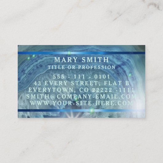 Navy Blue Green Agate Geode Hair Make-up Salon Visitekaartje (Achterkant)