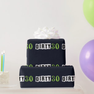 Navy Blue & Green Dirty 30 30th Dertieth Party Cadeaupapier