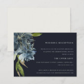 NAVY BLUE GREEN GOLD FLORAL WATERVERF RECEPT INFORMATIEKAARTJE (Voorkant / Achterkant)