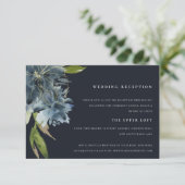 NAVY BLUE GREEN GOLD FLORAL WATERVERF RECEPT INFORMATIEKAARTJE (Staand voorkant)