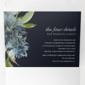 NAVY BLUE GREEN GOLD FLORAL WATERVERF WEDING DRIELUIK UITNODIGING (Binnenzijde eerst)