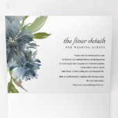 NAVY BLUE GREEN GOLD FLORAL WATERVERF WEDING DRIELUIK UITNODIGING (Binnenzijde eerst)