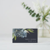 NAVY BLUE GREEN GOLD FLORAL WEDDING WEBSITE VISITEKAARTJE (Staand voorkant)