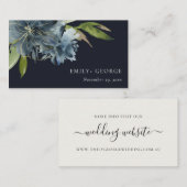 NAVY BLUE GREEN GOLD FLORAL WEDDING WEBSITE VISITEKAARTJE (Voorkant / Achterkant)