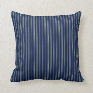 Navy Blue Green Striped Kussen
