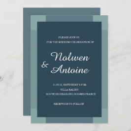 Navy blue green turquoise elegant modern bruiloft kaart