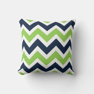 Navy Blue Green White Chevron Pattern Pillow Kussen