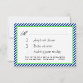 Navy Blue Green White Nautical Wedding RSVP-kaarte RSVP Kaartje (Achterkant)