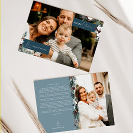 Navy Blue Greenery  Family Nieuwsbrief Foto Feestdagenkaart
