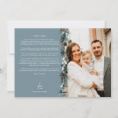 Navy Blue Greenery  Family Nieuwsbrief Foto Feestdagenkaart (Achterkant)