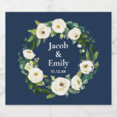 Navy Blue Greenery Gepersonaliseerde Namen Datum H Bier Etiket (Enkel label)