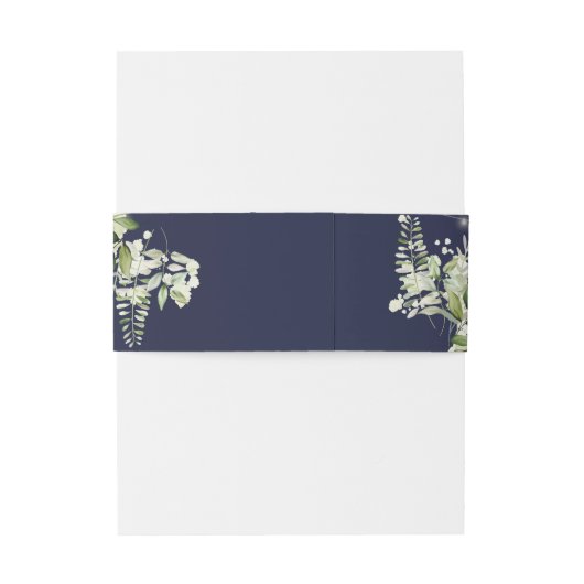 Navy Blue Greenery String Lights Wedding Uitnodigingen Wikkel (Achterkant Voorbeeld)