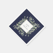 Navy Blue Greenery Waterverf Wedding Servet (Hoek)