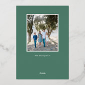 Navy Blue Greenery Wreath Merry Kerstmis Folie Feestdagenkaart (Achterkant)