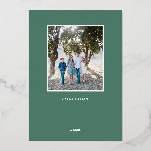 Navy Blue Greenery Wreath Merry Kerstmis Folie Feestdagenkaart (Achterkant)