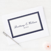 Navy Blue Grey bruid en bruidegom rechthoekige Sti Sticker (Envelop)
