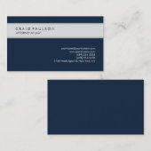 Navy Blue Grey Elegant Plain Professional Visitekaartje (Voorkant / Achterkant)