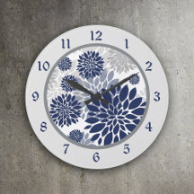 Navy Blue Grey Flower Graphic
