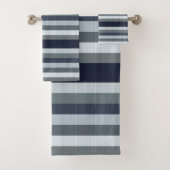 Navy Blue Grey Gray Stripes  Bad Handdoek (Insitu)