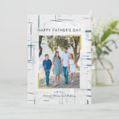 Navy Blue Grey Patroon Foto Vaderdag Kaart (Staand voorkant)