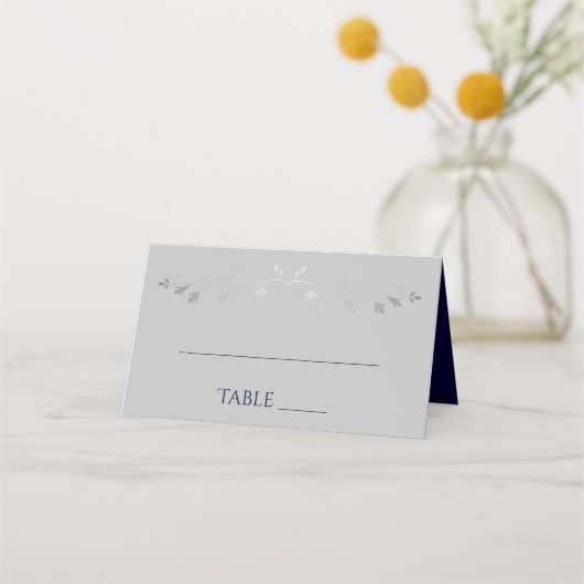 Navy Blue Grey Simple Elegant Weddenschap Place Ka Plaatskaartje (Voorkant)