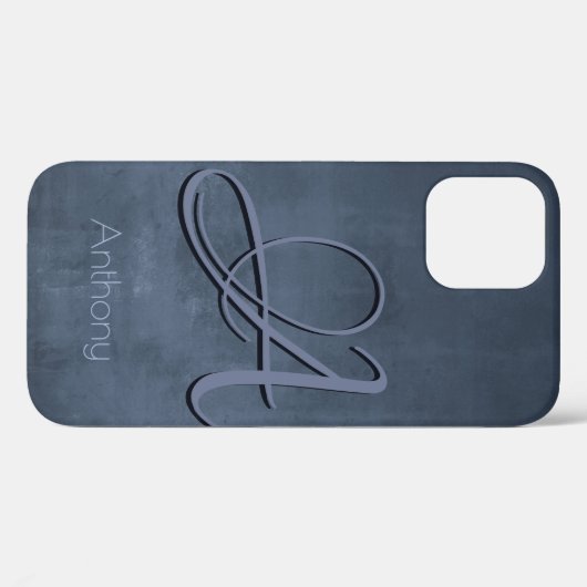 Navy Blue Grey, stijlvol monogram Case-Mate iPhone Case (Achterkant (horizontaal))
