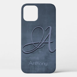 Navy Blue Grey, stijlvol monogram Case-Mate iPhone Case