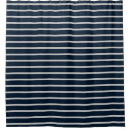 Navy Blue Grey Stripe Shower Curtain Douchegordijn