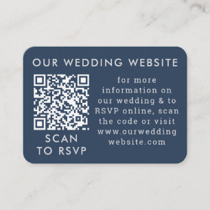 Navy Blue Grey Wedding QR Code Enclosure Kaart
