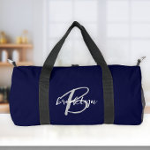 Navy Blue Grey White Script Monogram Plunjezak