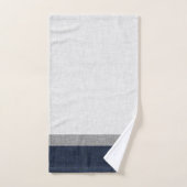Navy Blue Grey White Stripe Crosshatch Bad Handdoek (Handdoek)
