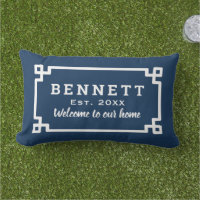 Navy Blue Griekse Sleutel Monogram Welkom