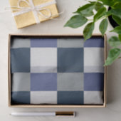 Navy Blue Grijs Witte Checkerboard Checkers Tissuepapier (Geschenk)