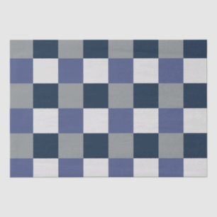 Navy Blue Grijs Witte Checkerboard Checkers Tissuepapier