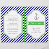 Navy blue, groen nautisch trouwprogramma (Voorkant)